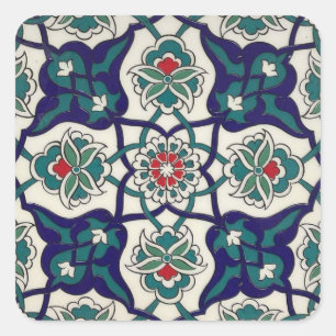 Adesivo Quadrado Cerâmica Floral Azul Turca