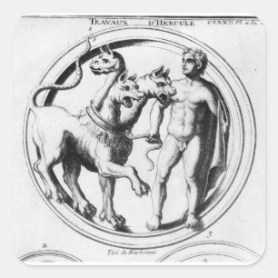 Adesivo Quadrado Cerberus domesticou por Hercules