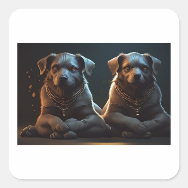 Adesivo Quadrado Cerberus em pose de ioga (Frente)