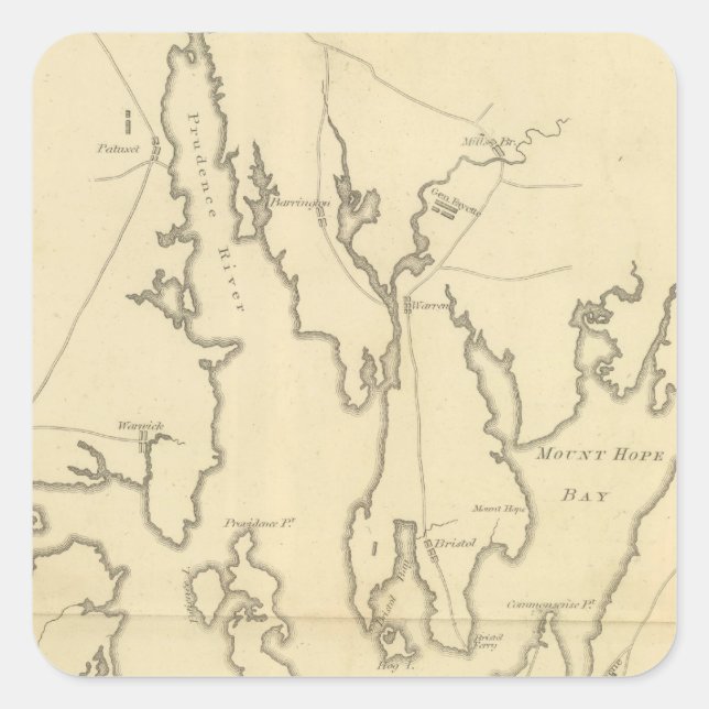 Adesivo Quadrado Cerco de Newport, Rhode Island (Frente)