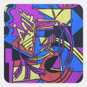 Adesivo Quadrado Cérebro Direito Cérebro Esquerdo-Arte Abstrata Pin
