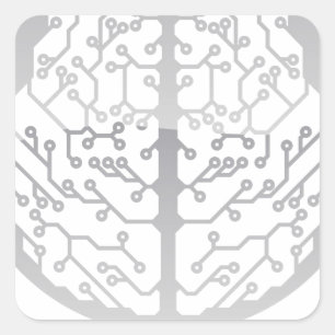 Adesivo Quadrado Cérebro eletrônico do círculo abstrato