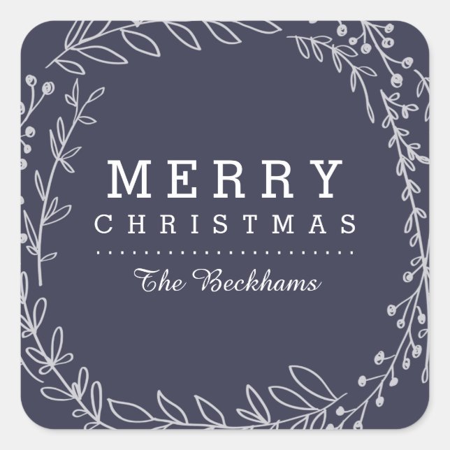 Adesivo Quadrado Cereja | Autocolantes de Natal Personalizados (Frente)