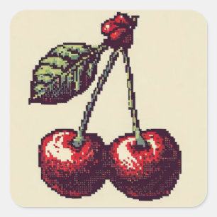 Adesivo Quadrado Cereja Pixels