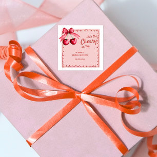 Adesivo Quadrado Cereja Vermelha e Rosa Por Cima Chuveiro de Noiva 