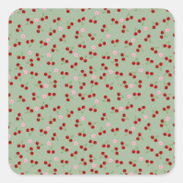 Adesivo Quadrado Cerejas E Flores