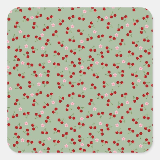 Adesivo Quadrado Cerejas E Flores (Frente)