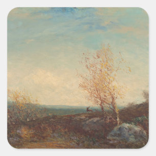 Adesivo Quadrado Cerf Dans La Forêt De Fontainebleau Félix Ziem