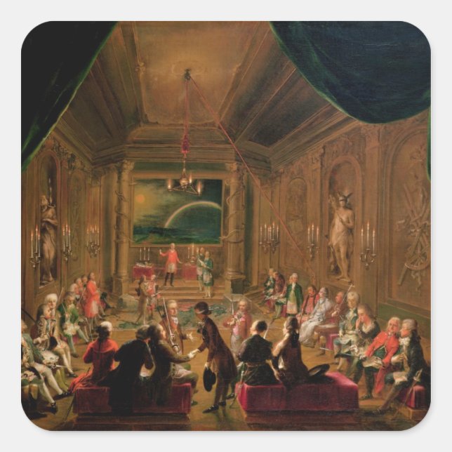 Adesivo Quadrado Cerimônia de inauguração em um Masônico vienense (Frente)