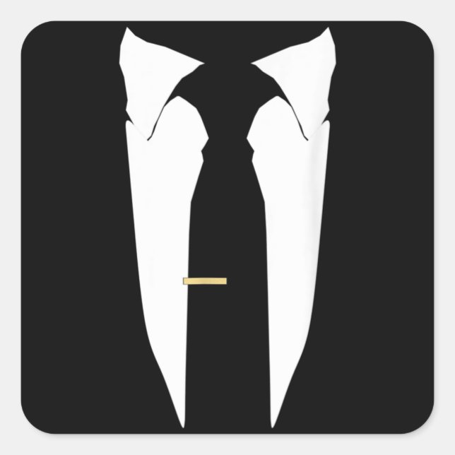 Adesivo Quadrado Cerimônia de Solteiro de Baile de formatura Tuxedo (Frente)