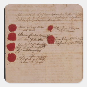 Adesivo Quadrado Certificado de casamento de Wolfgang, Mozart e Web