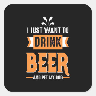 Adesivo Quadrado Cerveja Beer Beer e Cachorro