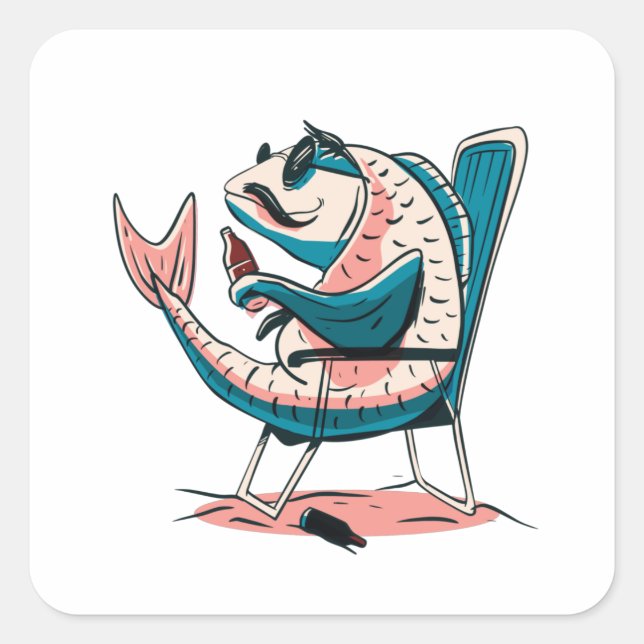 Adesivo Quadrado Cerveja de peixe-carpa (Frente)