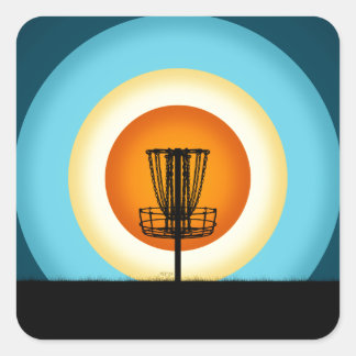 Adesivo Quadrado Cesta Colorida de Golfe de Disco