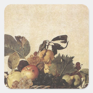 Adesivo Quadrado Cesta de Fruta de Caravaggio
