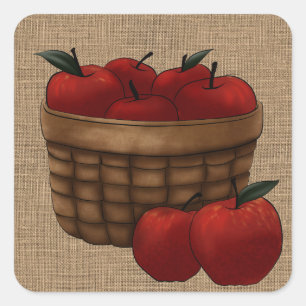 Adesivo Quadrado Cesta de Maçãs