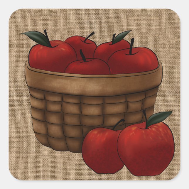 Adesivo Quadrado Cesta de Maçãs (Frente)