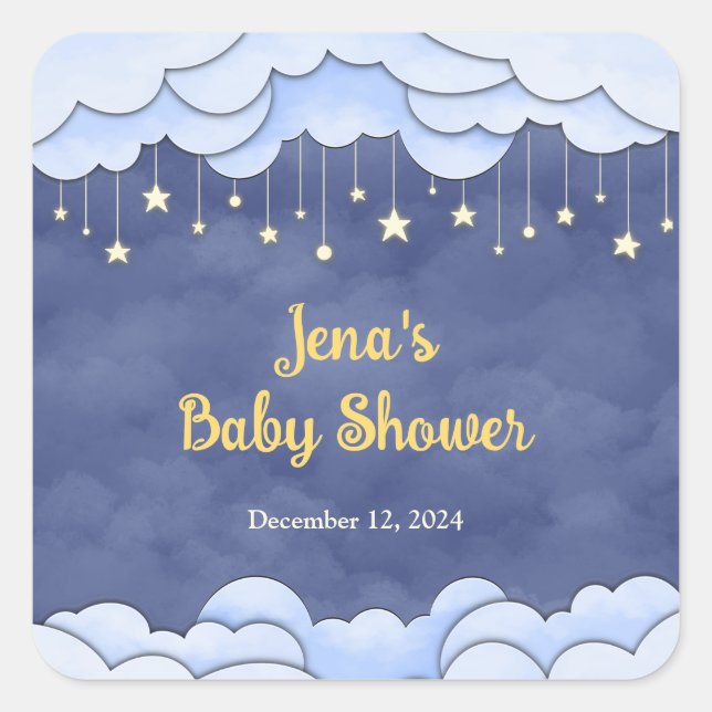 Adesivo Quadrado Céu Azul com Estrelas de Mão - Vinheta (Frente)