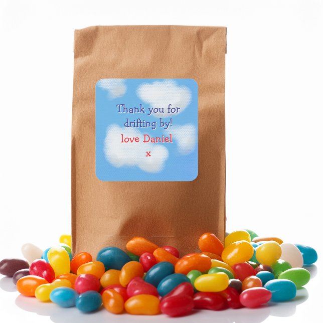 Adesivo Quadrado Céu azul e nuvens fofinhas Graças a você (Criador carregado)