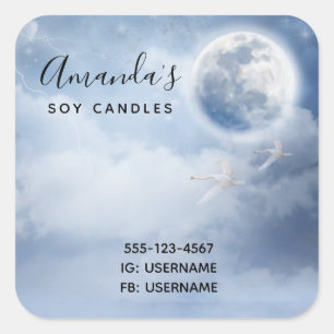 Adesivo Quadrado Céu Azul Mágico com Swans Voadores