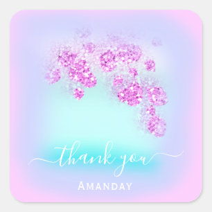 Adesivo Quadrado Céu Azul Rosa Floral Triângulo Brilho SWEET16THUni