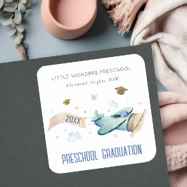 Adesivo Quadrado Céu das Estrelas de Avião das Crianças Cutas Forma