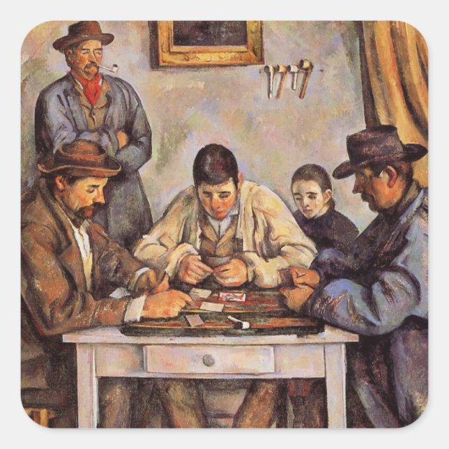 Adesivo Quadrado Cezanne - Os Jogadores De Cartão, 1892 (Frente)