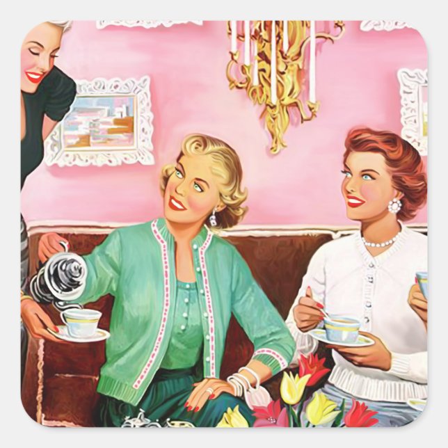 Adesivo Quadrado Chá à tarde de 1950 (Frente)