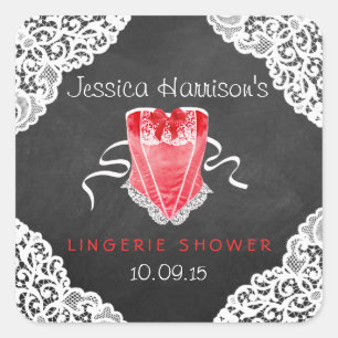 Adesivo Quadrado Chá branco da lingerie do quadro do laço do