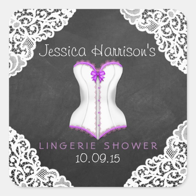 Adesivo Quadrado Chá da Lingerie do quadro de fixação branco do con (Frente)