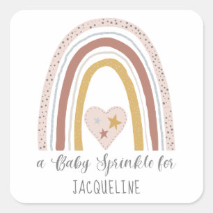 Adesivo Quadrado Chá de aspersor moderno do Rainbow Baby Girl