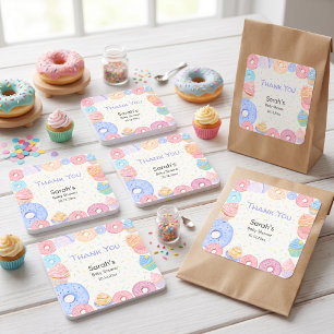 Adesivo Quadrado Chá de Bebê Casual Baby Sprinkle Obrigada