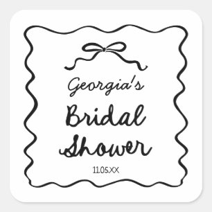 Adesivo Quadrado Chá de Bebê de Arco Desenhado à Mão Caprichoso