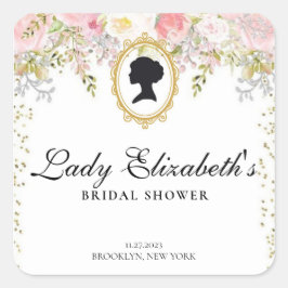 Adesivo Quadrado Chá de Bebê de Flores Rosa Orçamento Bridgerton