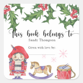 Adesivo Quadrado Chá de Bebê de Inverno - este livro pertence a