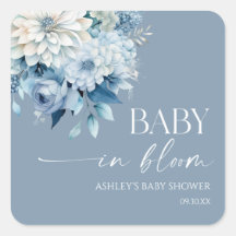 Chá de Bebê Floral Azul Empoeirado Baby In Bloom