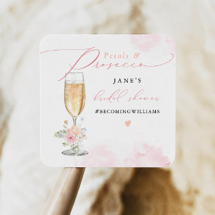 Adesivo Quadrado Chá de Bebê Floral JANE Blush & Prosecco