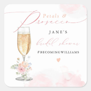 Adesivo Quadrado Chá de Bebê Floral JANE Blush & Prosecco