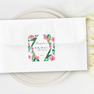 Adesivo Quadrado Chá de Bebê Geométrico de Palmeira Tropical em Aqu