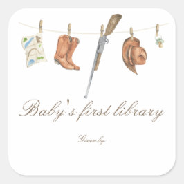 Adesivo Quadrado Chá de bebê Little Hunter Baby - primeira bibliote