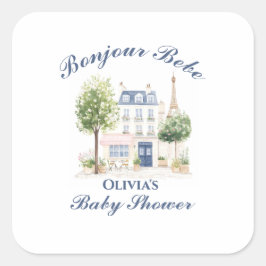 Adesivo Quadrado Chá de Bebê Paris Café Parisiense Festa do Chá