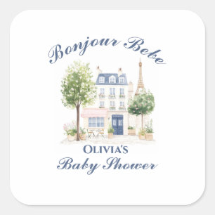 Adesivo Quadrado Chá de Bebê Paris Café Parisiense Festa do Chá