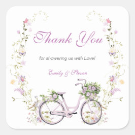 Adesivo Quadrado Chá de Bebê Pequena Flor Silvestre