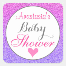 Chá de Bebê Rosa e Roxo Glitter Feminino e Glam