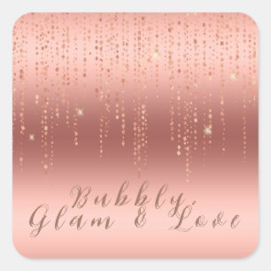 Adesivo Quadrado Chá de Bebê Rose Gold Confetti
