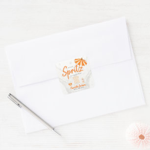 Adesivo Quadrado Chá de Bebê Spritz Bebê com Bolinhas Laranja