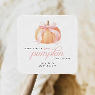Adesivo Quadrado Chá de Bebê Sweet Little Pumpkin