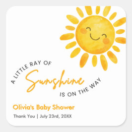 Adesivo Quadrado Chá de Bebê Um Pouco de Raio de Sol