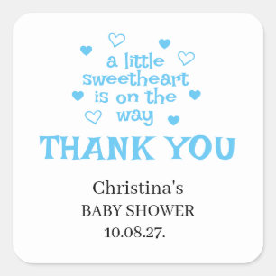 Adesivo Quadrado Chá de Bebezinho Azul