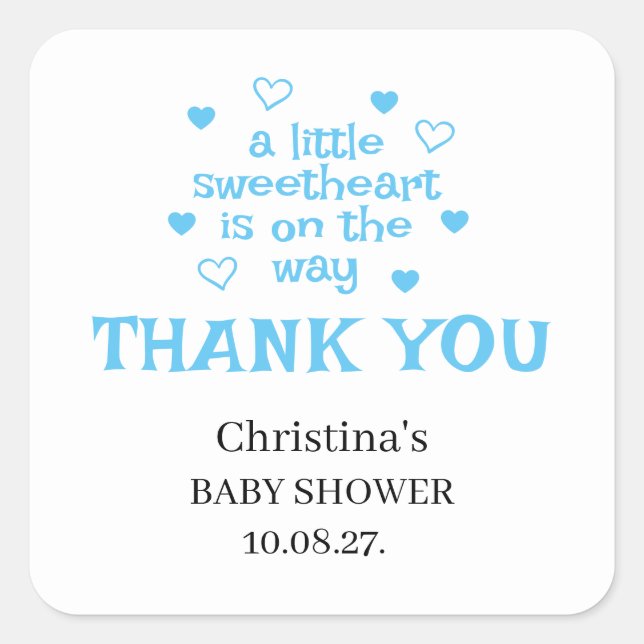 Adesivo Quadrado Chá de Bebezinho Azul (Frente)